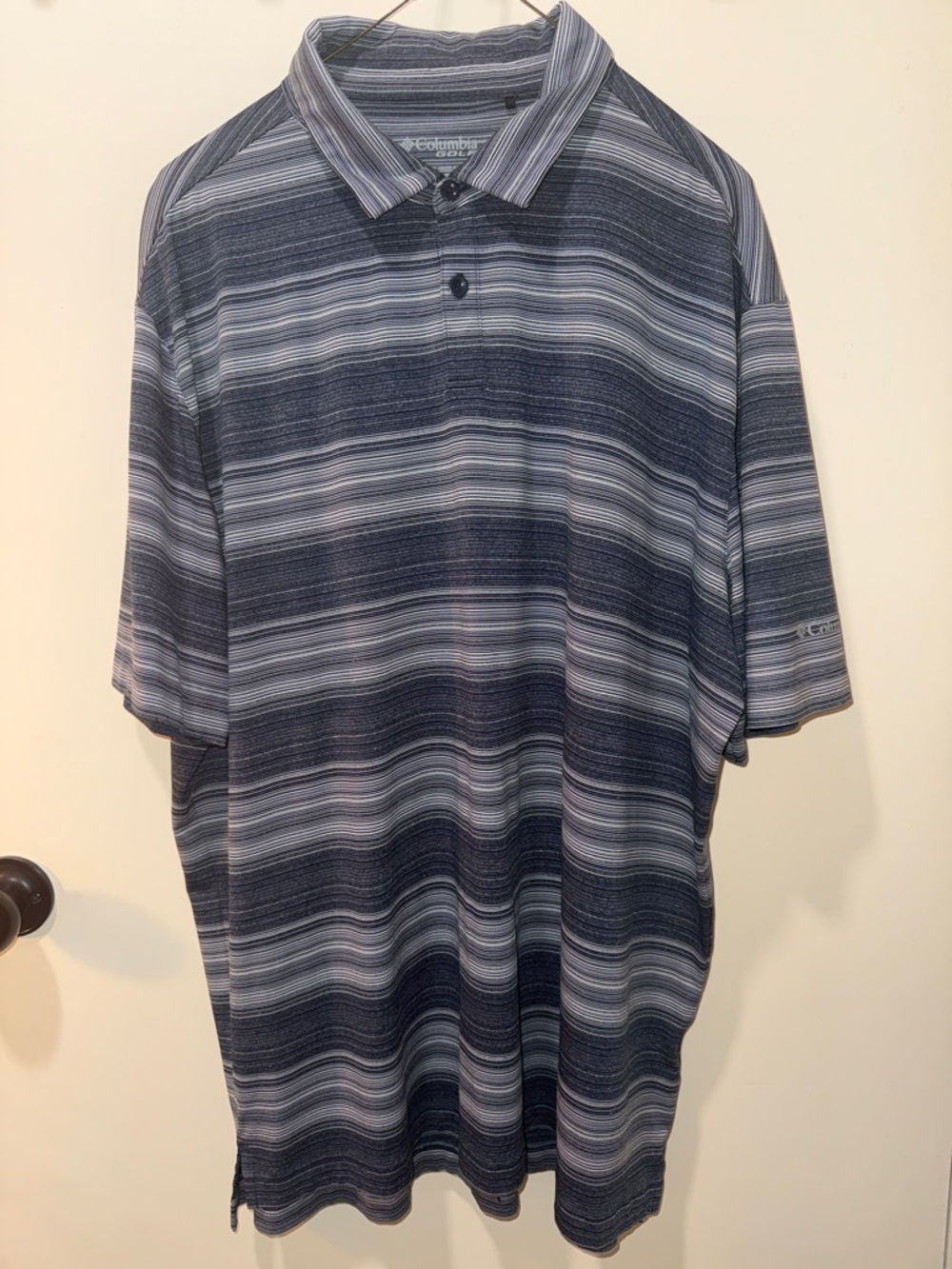 Columbia Men's Blue and Gray Striped Polo XXL EUC